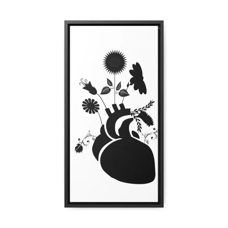 Transform your Space: Vertical Human Heart Canvas Art - 10″ x 20″ / Premium Gallery Wraps (1.25″) / Black