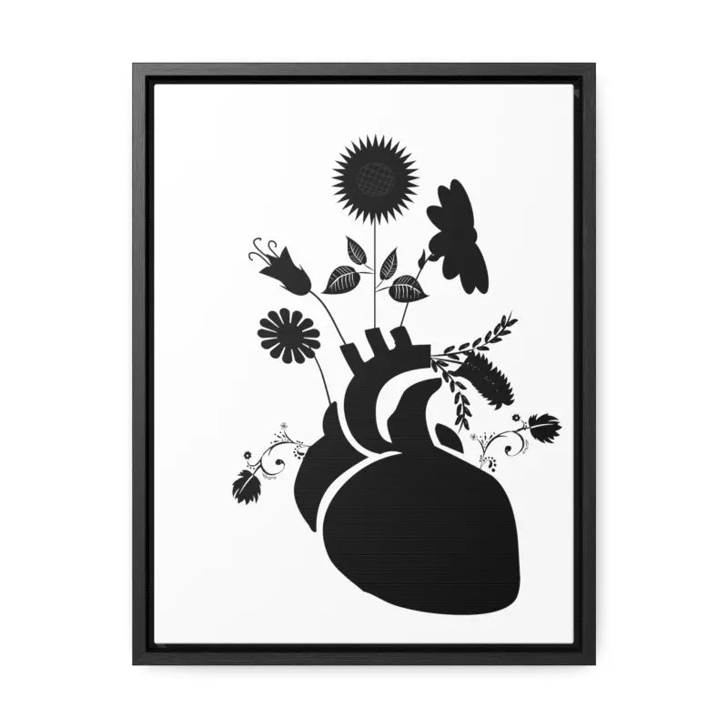 Transform your Space: Vertical Human Heart Canvas Art - 12″ x 16″ / Premium Gallery Wraps (1.25″) / Black