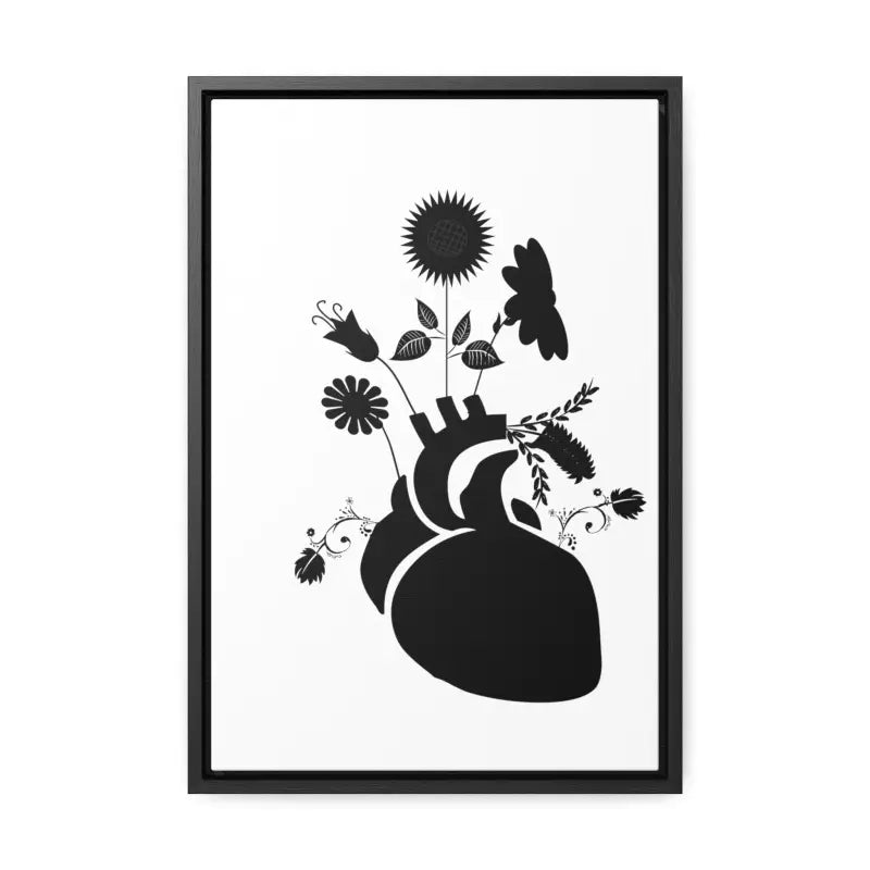 Transform your Space: Vertical Human Heart Canvas Art - 12″ x 18″ / Premium Gallery Wraps (1.25″) / Black