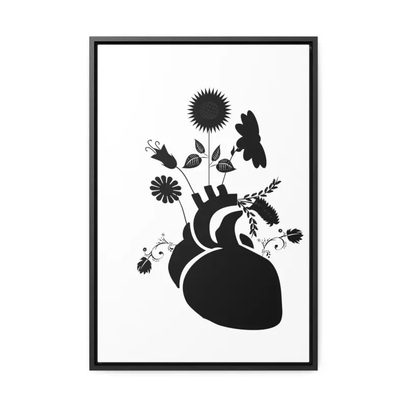 Transform your Space: Vertical Human Heart Canvas Art - 16″ x 24″ / Premium Gallery Wraps (1.25″) / Black