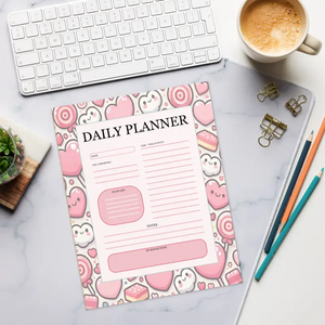 Stylish Daily Planner Flowers Edition Vibrant Hearts - Dipaliz - Notepads