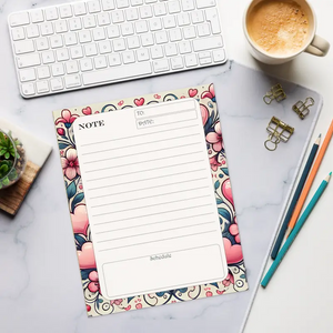 Flowers Daily Planner Notepad - Artistic Hearts Design - Dipaliz - Notepads