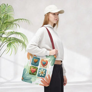 Tote Bag Flowers Painting Polyester Dipaliz Colorful Daily Essential - 16’’ × / Red - Bags