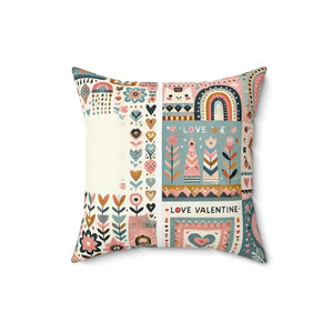 Vibrant Hearts Flowers Spun Polyester Square Pillow - Dipaliz - Throw Pillows