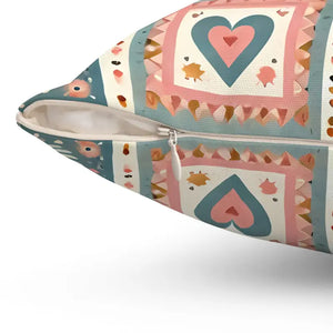 Vibrant Hearts Flowers Spun Polyester Square Pillow - Dipaliz - Throw Pillows