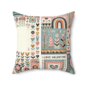 Vibrant Hearts Flowers Spun Polyester Square Pillow - Dipaliz - Throw Pillows