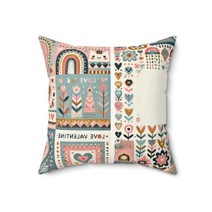 Vibrant Hearts Flowers Spun Polyester Square Pillow - Dipaliz - 18’’ × - Throw Pillows