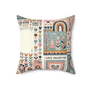 Vibrant Hearts Flowers Spun Polyester Square Pillow - Dipaliz - Throw Pillows
