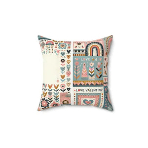 Vibrant Hearts Flowers Spun Polyester Square Pillow - Dipaliz - Throw Pillows