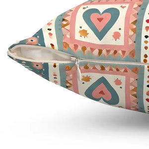 Vibrant Hearts Flowers Spun Polyester Square Pillow - Dipaliz - Throw Pillows