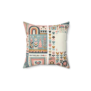 Vibrant Hearts Flowers Spun Polyester Square Pillow - Dipaliz - 14’’ × - Throw Pillows