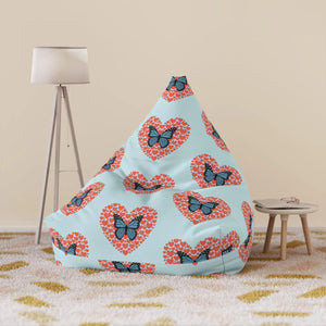 Bean Bag Cover - Fluttering Hearts and Butterflies for Cozy Comfort - Dipaliz - 38’’ × 42’’ 29’’ / Without Insert