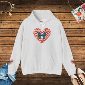 Hooded Sweatshirt Flowers Hearts Butterflies Cozy Comfort - Dipaliz - Ash / s - Sweatshirts