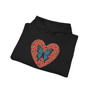 Hooded Sweatshirt Bloom Print Cozy Style Flowers Hearts Butterflies Dipaliz - Sweatshirts