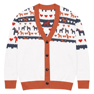 Hearts Dala Horse Knitted Cardigan - Cozy Layering Essential - Dipaliz - 3xl - Cardigans