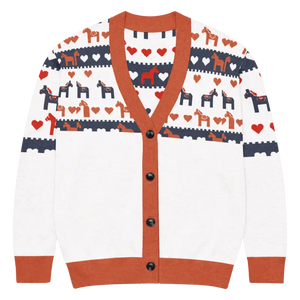 Hearts Dala Horse Knitted Cardigan - Cozy Layering Essential - Dipaliz - m - Cardigans