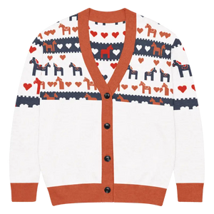 Hearts Dala Horse Knitted Cardigan - Cozy Layering Essential - Dipaliz - s - Cardigans