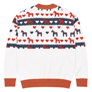 Hearts Dala Horse Knitted Cardigan - Cozy Layering Essential - Dipaliz - Cardigans