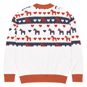 Hearts Dala Horse Knitted Cardigan - Cozy Layering Essential - Dipaliz - Cardigans