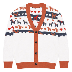 Hearts Dala Horse Knitted Cardigan - Cozy Layering Essential - Dipaliz - Xs - Cardigans