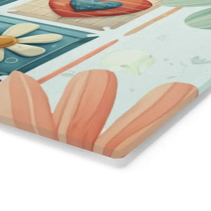 Flowers Cutting Board - Tempered Glass Hearts Design - Dipaliz - Boards
