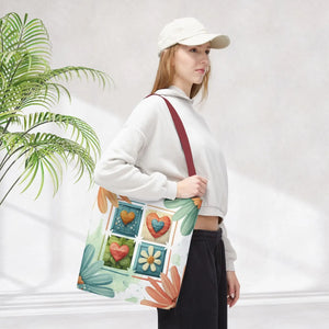 Vibrant Flowers Painting Tote Bag - Polyester Daily Essential - Dipaliz - Bags
