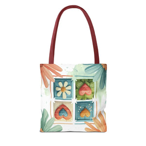 Vibrant Flowers Painting Tote Bag - Polyester Daily Essential - Dipaliz - Bags