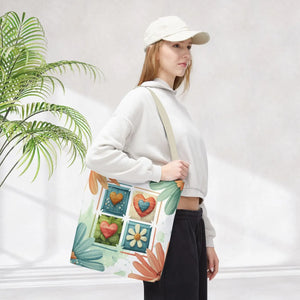 Vibrant Flowers Painting Tote Bag - Polyester Daily Essential - Dipaliz - Bags