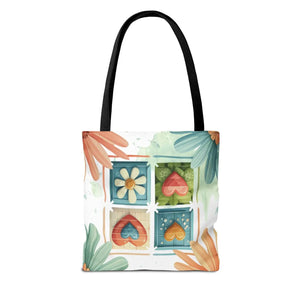 Vibrant Flowers Painting Tote Bag - Polyester Daily Essential - Dipaliz - Bags