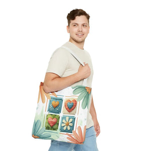 Vibrant Flowers Painting Tote Bag - Polyester Daily Essential - Dipaliz - Bags