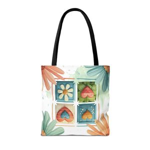 Vibrant Flowers Painting Tote Bag - Polyester Daily Essential - Dipaliz - Bags