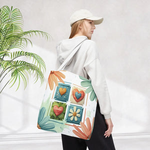 Vibrant Flowers Painting Tote Bag - Polyester Daily Essential - Dipaliz - Bags