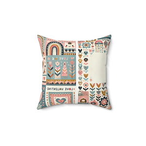 Vibrant Hearts Square Pillow – Spun Polyester - Dipaliz - Throw Pillows