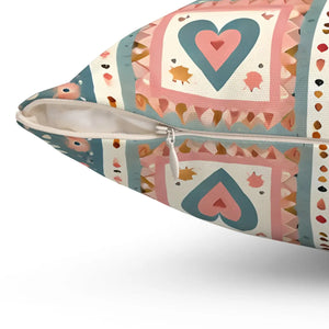 Vibrant Hearts Square Pillow – Spun Polyester - Dipaliz - Throw Pillows