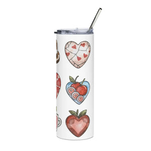Glossy Hearts Skinny Tumbler - 20oz Stainless Steel - Dipaliz - Tumblers