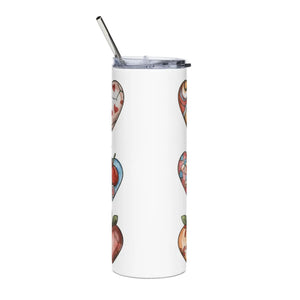 Glossy Hearts Skinny Tumbler - 20oz Stainless Steel - Dipaliz - Tumblers