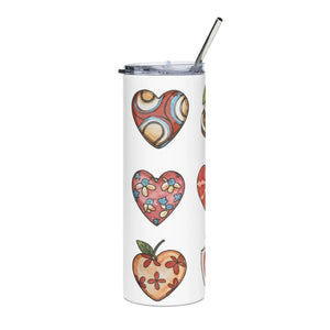 Glossy Hearts Skinny Tumbler - 20oz Stainless Steel - Dipaliz - Tumblers