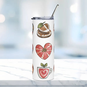 Glossy Hearts Skinny Tumbler - 20oz Stainless Steel - Dipaliz - Tumblers