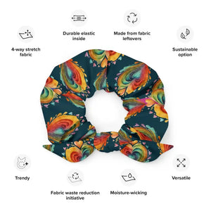 Heart Pattern Recycled Scrunchie - Eco Chic Style - Dipaliz - Ponytail Holders