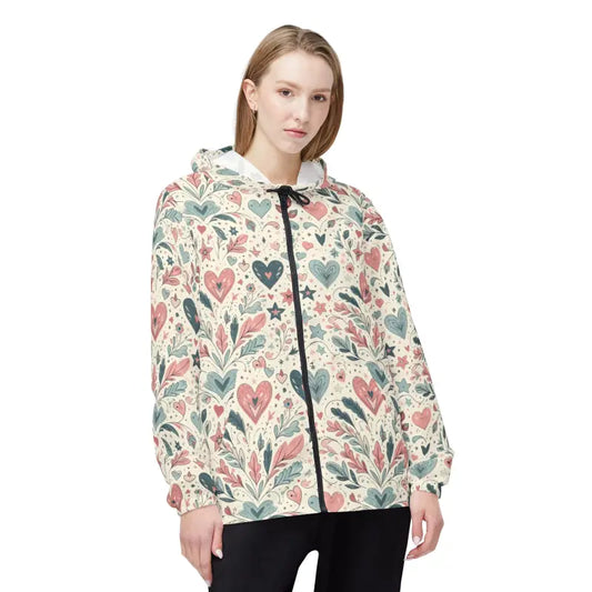 Stylish Comfort: Hearts & Leaves Unisex Windbreaker - Xs Outerwear