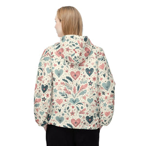 Stylish Hearts and Leaves Unisex Windbreaker - Dipaliz - Windbreakers