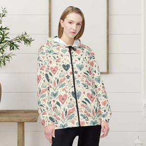 Stylish Hearts and Leaves Unisex Windbreaker - Dipaliz - Windbreakers
