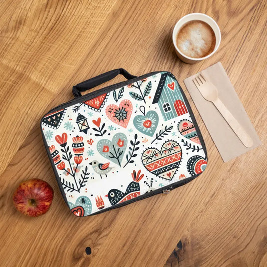 Vibrant Heart Pattern Lunch Bag for Stylish Convenience - one Size / Black Accessories