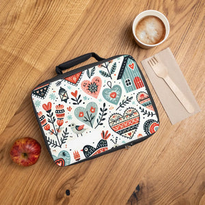 Vibrant Heart Pattern Lunch Bag - Durable Polyester - Dipaliz - Bags