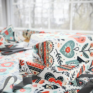 Stylish Hearts Wrapping Paper - Vibrant Glossy Design - Dipaliz - Products