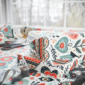 Stylish Hearts Wrapping Paper Glossy Vibrant Design - Dipaliz