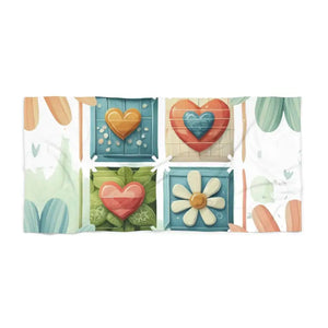Hearts Beach Towel - Plush Cotton Blend Luxury - Dipaliz - 30’’ × 60’’ - Towels