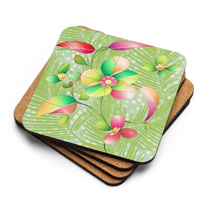 Heat Resistant Cork Back Coaster Set - Vibrant Flower Design - Dipaliz - Coasters