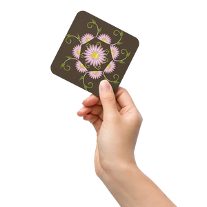 Heat Resistant Brown Cork Mat with Bold Pink Flowers - Dipaliz - Coasters