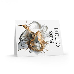 Vibrant Year Greeting Cards - Coffee Art Cardstock - Dipaliz - & Note